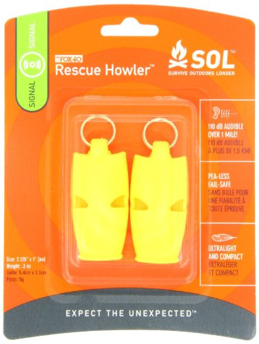 S.O.L. Survive Outdoors Longer Rescue Howler Whistle -2-Count-  0140-1002