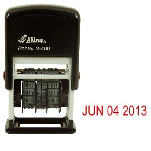 Shiny Self-Inking Rubber Date Stamp - S-400 - RED Ink -42516-R-