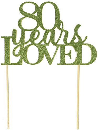 All About Details Lime Green 80-Years-Loved Cake Topper