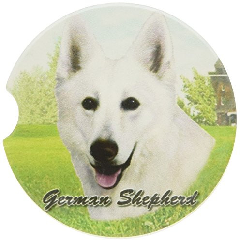 E and S Pets White German Shepherd Coaster  3inch  x 3inch