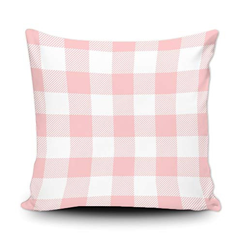 SVITFAMLI Throw Pillow Cover Cute Chic Pink Preppy Buffalo Check Plaid Modern Decorative Cushion Case Home Decor Square 18 x 18 Inch Pillowcase for Car Sofa Couch