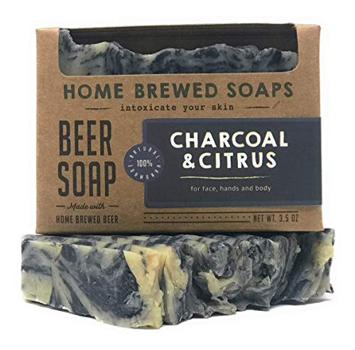 Beer Soap  Homemade Soap Bar  1-3.5 oz Charcoal  and  Citrus Beer Soap  Home Brewed Soaps