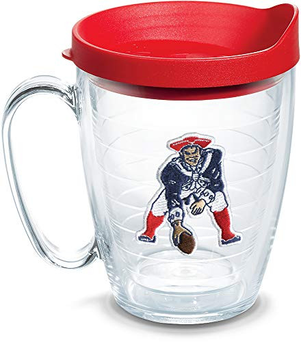 Tervis 1080066 NFL New England Patriots Legacy Tumbler with Emblem and Red Lid 16oz Mug, Clear