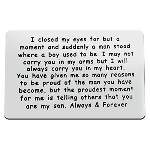 Metal Wallet Insert Card for Son Gift From Mom to My Son Inspirational Gift Encouragement Gift Birthday Graduation Wedding Gift Inspirational Card Mom to Son Gifts