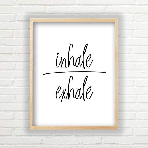 Inhale Exhale Wall Art - Yoga Wall Art -Unframed Print  Multiple Sizes  Typography Art  Minimalist Wall Art  Great Gift  Unframed Farmhouse Sign  Yoga Wall Art-