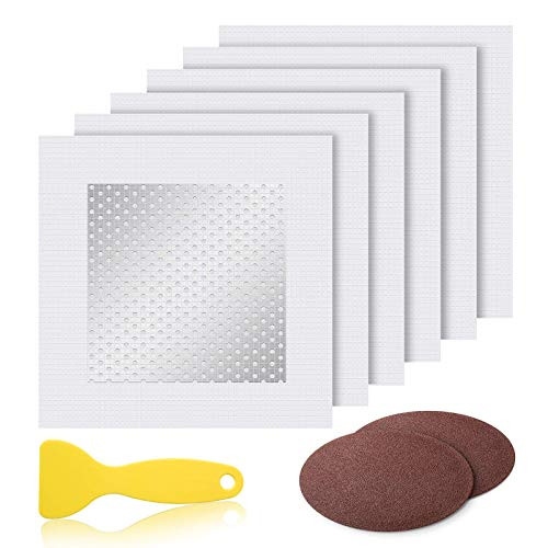 tEEZErshop Drywall Repair Patch Kit 6 Pack  Self Adhesive Fiberglass Wall Repair Patch Kit with Scraper and Sandpaper  4 x4  Drywall Patch for Drywall Plaster Ceiling