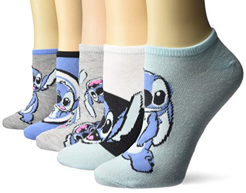 Disney womens Lilo and Stitch 5 Pack No Show Casual Sock Blue Multi Fits Sock Size 9-11 Fits Shoe Size 4-10.5 US Disney womens Lilo and Stitch 5 Pack No Show Casual Sock Blue Multi Fits Sock Size 9-11 Fits Shoe Size 4-10.5 US