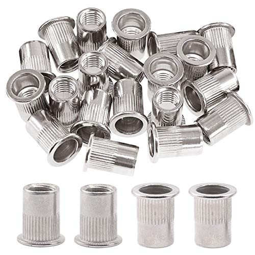 Glarks 20Pcs 3 8__-16UNC 304 Stainless Steel Rivet Nuts Flat Head Threaded Insert Nutserts Rivnuts Set