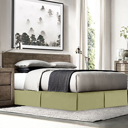 Twin Bed Skirt - Bed Skirt Twin Bed with 8 Pins - Twin Dust Duffle  Microfiber Twin Bed Skirt  14 Inch Drop Bed Skirt Twin Bed Sage Olive Green