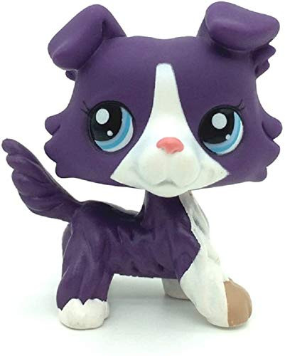 N N Littlest Pet Shop  LPS Toy Purple Collie Dog Puppy Blue Eyes Figure Gift Toy LPSs