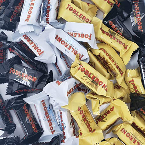 Toblerone Chocolates Milk Dark White - 24 Tiny individual Bars - Variety Pack  Milk Chocolate  Dark Chocolate  and  White Chocolate Perfect for Valentine_s Day - in Tundras Sealed Bag Certified Kosher