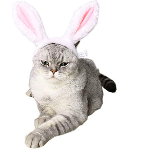 Yu-Xiang Dog Rabbit Ear Band Pet Headgear Soft Headband Cute Bunny Ears Warm Cat Hat Head Accessories Easter Costume for Christmas Halloween -S-
