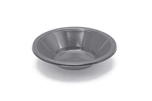 Exquisite 12 oz Silver Plastic Bowls II 50 Count Bulk Pack Disposable Party Bowls II Premium Quality Plastic Soup Bowls for Parties