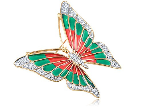 Alilang Swarovski Crystal Elements Fire n Earth Fluttering Butterfly Fashion Pin Brooch