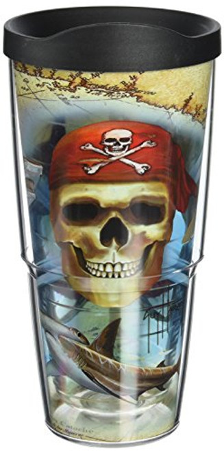 Tervis 1037244 Guy Harvey - Pirate Tumbler with Wrap and Black Lid 24oz, Clear Tervis 1037244 Guy Harvey - Pirate Tumbler with Wrap and Black Lid 24oz, Clear