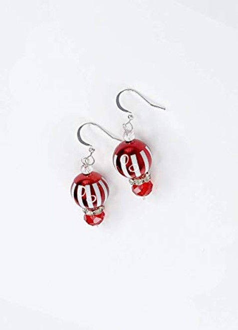 Christmas Ornament Earrings Red White and Silver Christmas Jewelry