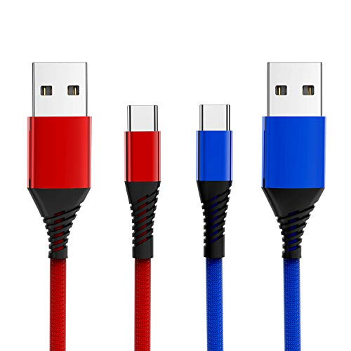 Charger Cable for Nintendo Switch  and  Switch Lite 2 Pack 10FT Nylon Braided 6amLifestyle USB A to C Fast Charging Cord Type C Charging Cable for Nintendo Switch  Switch Lite  and  Pro Controller  Blue and Red