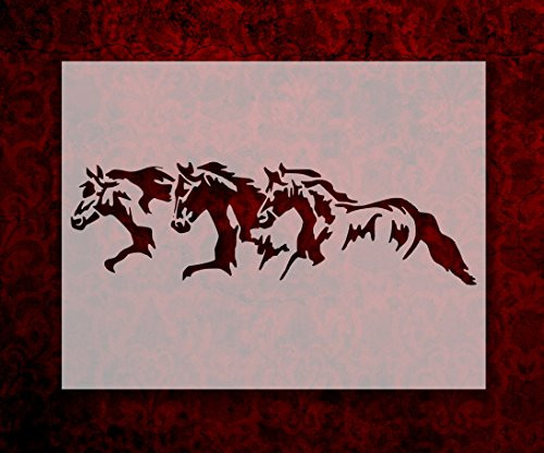 3 Horses Running Horse Pony 11 x 8.5 Inches Custom Stencil -344-