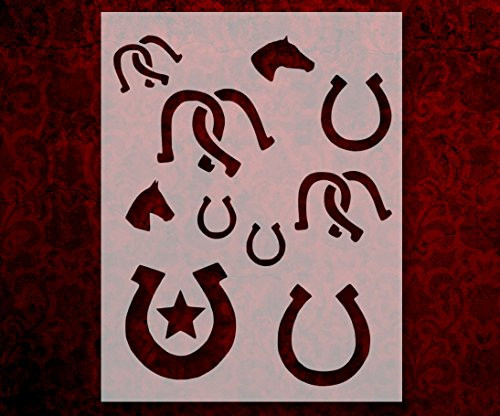 Horseshoe Horse Shoe Horseshoes 11 x 8.5 Inches Custom Stencil -183-