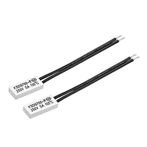 uxcell KSD9700 Thermostat  105? Normally Open Temperature Switch  N.O 5A Thermal Switch Bimetal Temperature Controller 2pcs