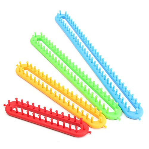 GOUDAI 4 Size Loom Knitting Knitter Kit Plastic Pompom Sock Hat Scarf Scarves Maker Weaving Tool Sewing Accessories Weaving Loom-Blue-