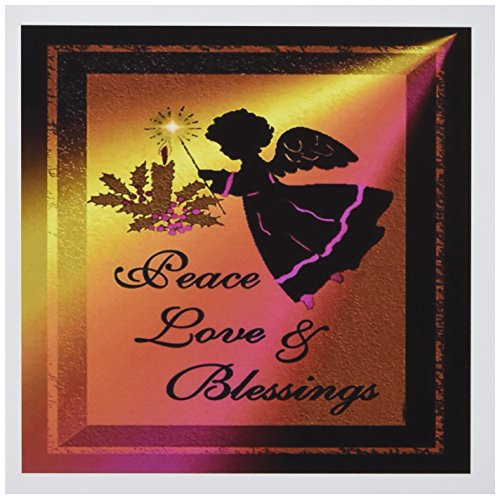 3dRose Angel - Peace Love And Blessings - Christmas Art 1 - Greeting Cards, 6 x 6 inches, set of 12 (gc_6679_2)