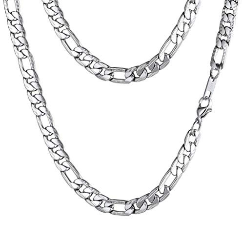 PROSTEEL Stainless Steel Figaro Link Chains Flat Necklace Men Women Brothers Gift E-Girl Aesthetic Cool Punk Rapper Chain Necklace PROSTEEL Stainless Steel Figaro Link Chains Flat Necklace Men Women Brothers Gift E-Girl Aesthetic Cool Punk Rapper Chain Necklace