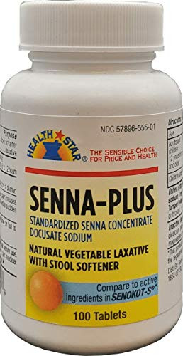 Geri-Care Senna Plus Natural Vegetable Laxative with Stool Softener  4 Bottles of 100 Tablets each -400 Total-