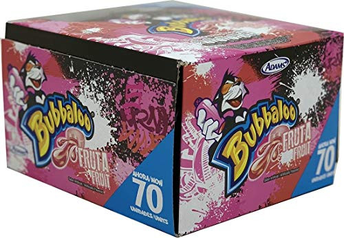 BUBBALOO Goma de Mascar Con Centro Liquido Sabor Fruta 70 Unidades 385 gr. - Chewing Gum with Artificially Fruit Flavored 70 Units 12.37 oz.