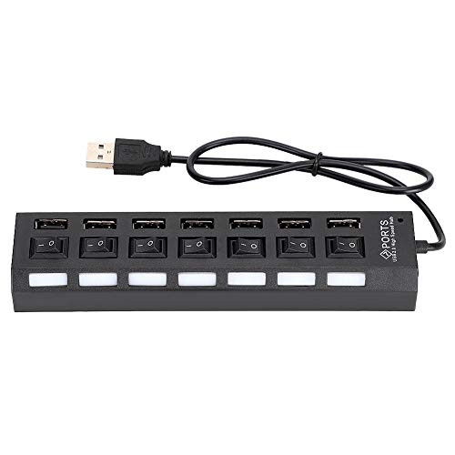 T angxi 7 Port USB Docking Station  480mbps USB Hub Docking Station with Independent Switch Control Support Overload Current Protection-Black-