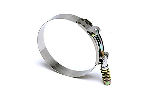 HPS SLTC-525 Spring Loaded Stainless Steel T-Bolt Clamp SAE 140 for 5inch  ID Hose  Effective Size 5.25inch  - 5.55inch   Polish  1 Piece