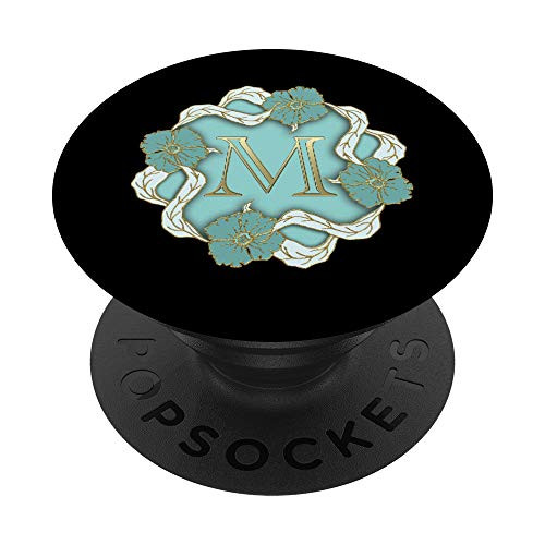 Alphabet Letter M Initial Monogram Elegant Floral Luxury PopSockets Grip and Stand for Phones and Tablets