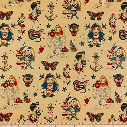 Alexander Henry s Anchors Away Fabric Dark Tea Fabric By The Yard Alexander Henry s Anchors Away Fabric Dark Tea Fabric By The Yard