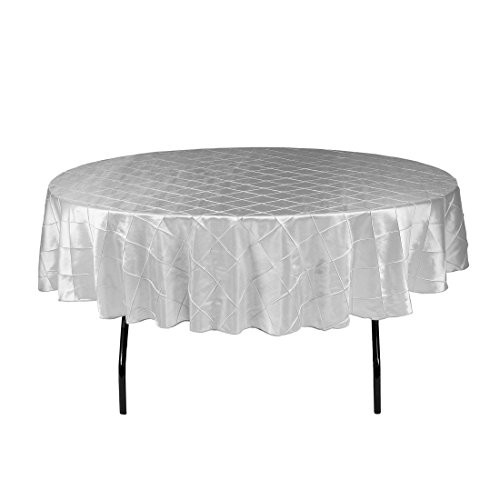 LinenTablecloth Round Pintuck Tablecloth, 90", Silver