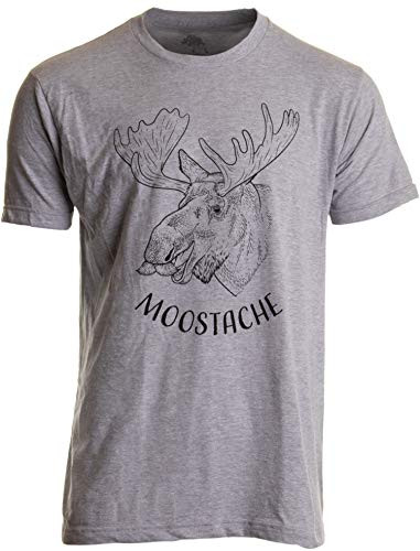 Moostache - Dad Joke Funny Stupid Animal Moose Humor Pun Mustache Men T-Shirt--Adult M- Sport Grey