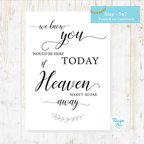 We know you would be here today if Heaven wasn_t so far away 5x7 Sign only We know you would be here today if Heaven wasn_t so far away 5x7 Sign only