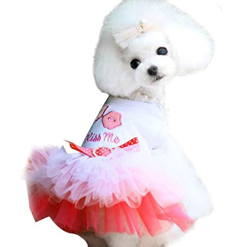 Howstar Pet Dress Puppy Lace Princess Tutu Dress Dog Cute Vest Bow Dress Soft Comfortable Outwear -S Pink- Howstar Pet Dress Puppy Lace Princess Tutu Dress Dog Cute Vest Bow Dress Soft Comfortable Outwear -S Pink-