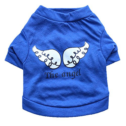 Auwer Pet Apparel Dog Pet Spring Summer The Angel Vest Sleeveless T-Shirts Clothes -S Blue- Auwer Pet Apparel Dog Pet Spring Summer The Angel Vest Sleeveless T-Shirts Clothes -S Blue-