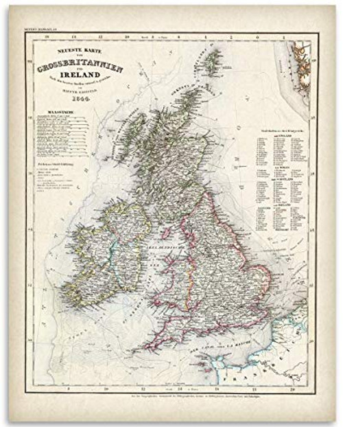 Ireland Map - 11x14 Unframed Art Print - Great Vintage Gift and Decor for History Buffs and Old Map Enthusiasts Under 15