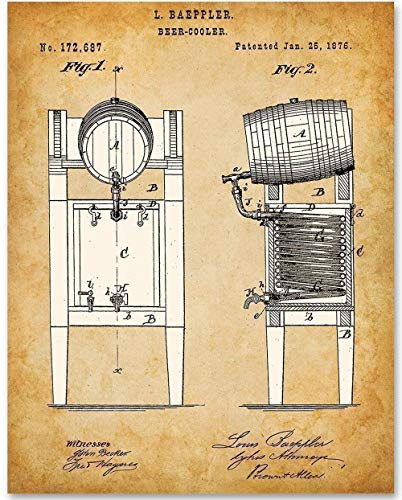 Beer Cooler - 11x14 Unframed Patent Print - Makes a Great Gift Under 15 for Home Brewers  Home Bars or Man Caves