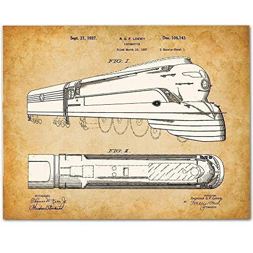 Pennsylvania Railroad Streamlined K-4 Pacific Locomotive - 11x14 Unframed Patent Print - Makes a Great Gift Under 15 for Rail Fans