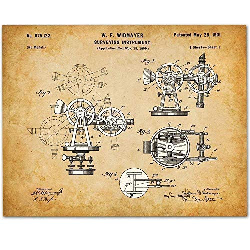 Surveying Instrument - 11x14 Unframed Patent Print - Makes a Great Gift Under 15 for Surveyors  Contractors or Architects