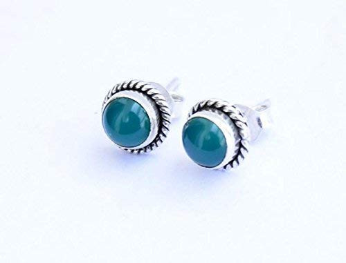 925 Sterling Silver Green Onyx Stud Post Earring Gemstone Earring 6 MM Round Girl Women Gift 925 Sterling Silver Green Onyx Stud Post Earring Gemstone Earring 6 MM Round Girl Women Gift