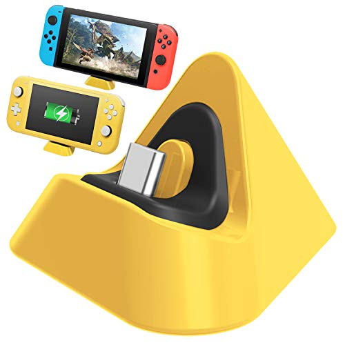 FASTSNAIL Charging Dock for Nintendo Switch Nintendo Switch Lite  Mini Charging Station for Switch Switch Lite 2019 Triangle Holder -Yellow-