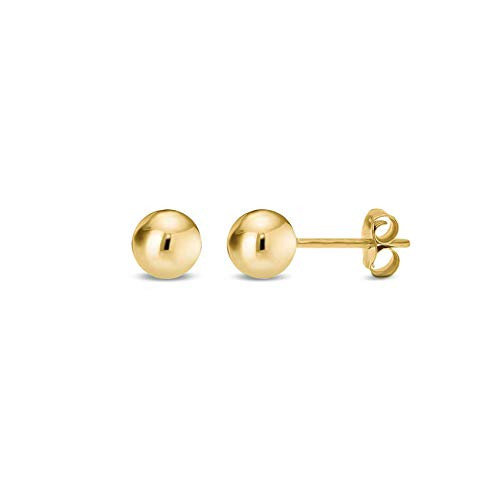 14K Yellow Gold Filled Round Ball Stud Earrings Pushback 6mm