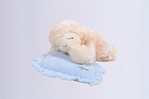 Linzy Toys 10" Blue Lamb W/Prayer Now I Lay ME Down to Sleep Animal Plush Toy