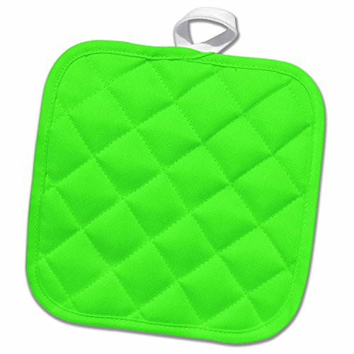 3D Rose Neon Bright Vibrant Electric Green-Plain Simple One Single Solid Color-Lime Pot Holder, 8 x 8