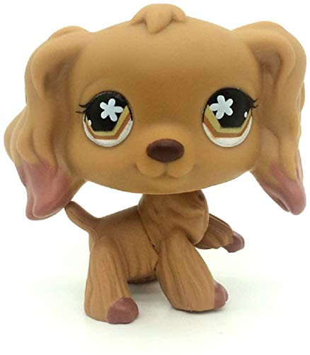 N N Littlest Pet Shop  LPS Toy Rare Brown Cocker Spaniel Dog Flower Eyes Animal LPSs