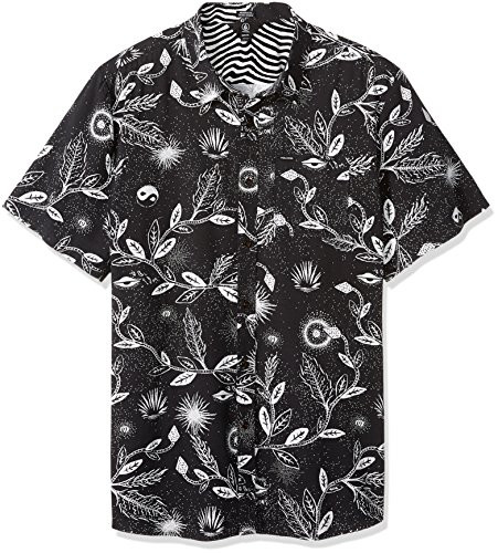 Volcom Men's Broha Short Sleeve Button up Hawaiian Shirt Black