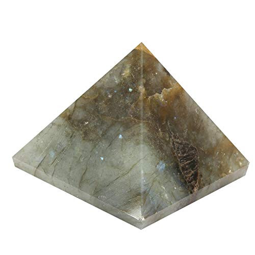 M K Cosmics Premium Quality Natural Gemstone Reiki Chakra Healing Labradorite Pyramid 1 inch